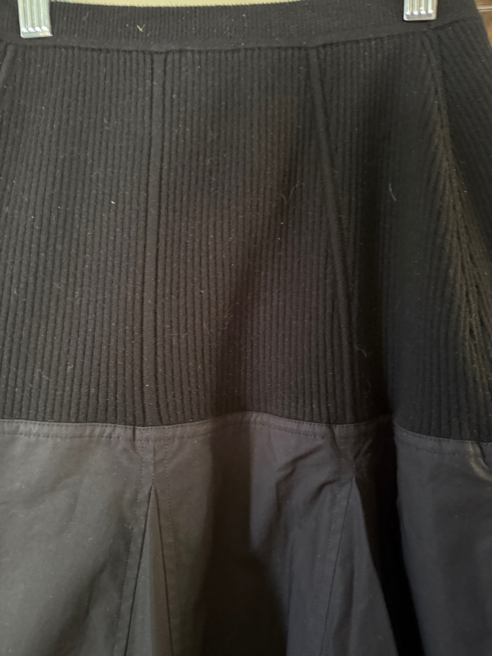 3.1 Phillip Lim Black A-Line Midi Skirt with Ribbed Waist - Picture 2 of 3